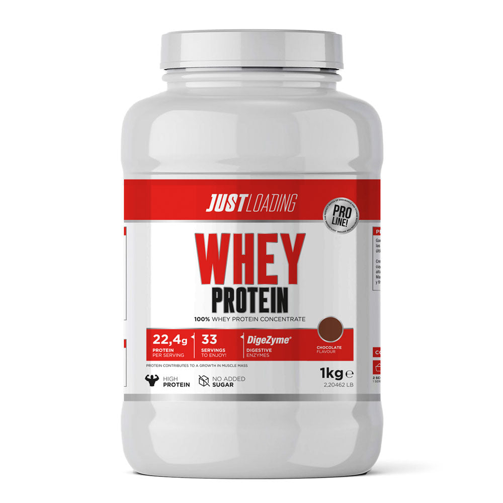 JUST LOADING PLASTIC JAR/1 KG CHOCOLATE WHEY PROTEIN