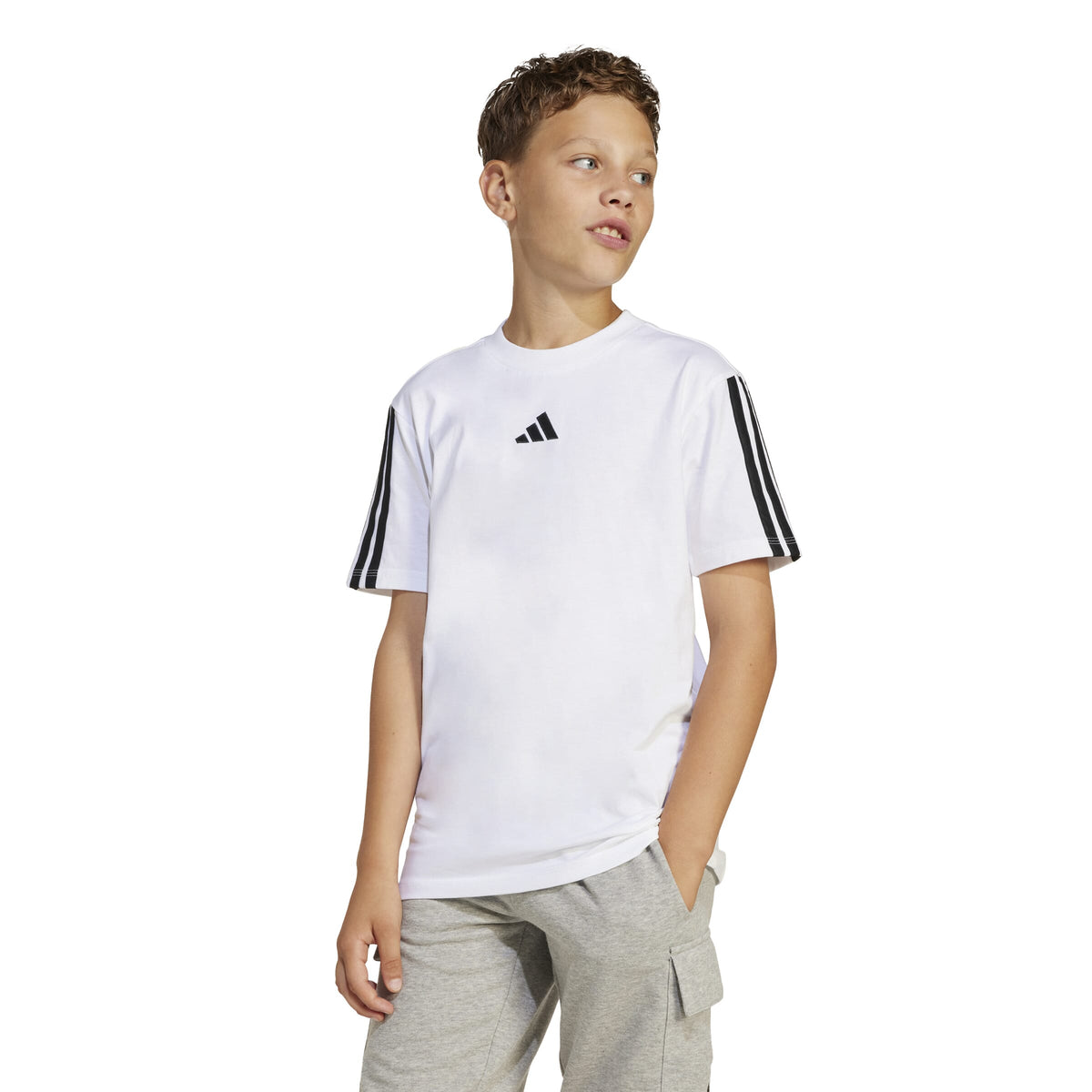 ADIDAS J 3S TEE 160        WHITE/BLACK