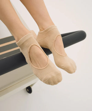Slide On Non Slip Grip Socks - Glitter CreamÂ 