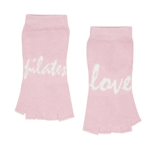 Toeless Non Slip Grip Socks - Love Pilates Dusty PinkÂ 