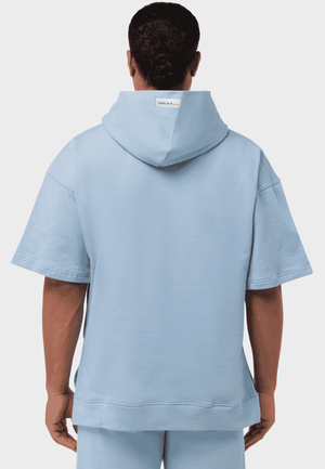 TRIBE OF 6 AZIZ ORGANIC COTTON SHORT SLEEVE 1/4 ZIP HOODIE WITH EMBROIDERY & RUBBER PRINT